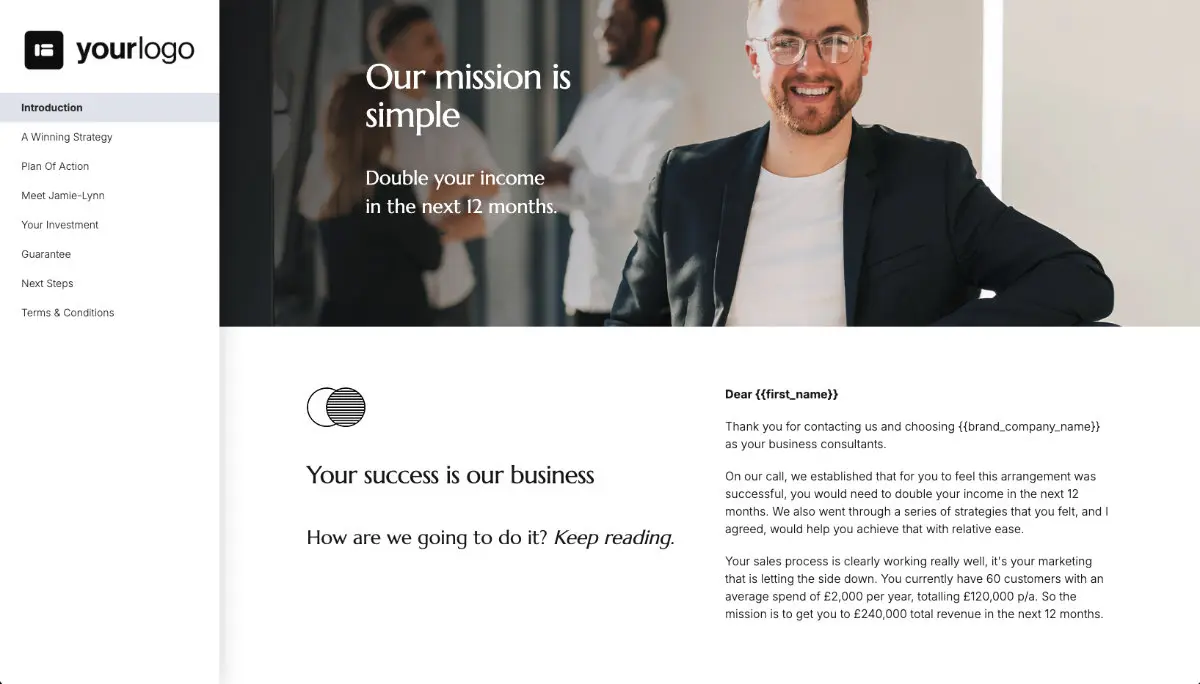 Business Consulting Proposal Template - Pre-written services section