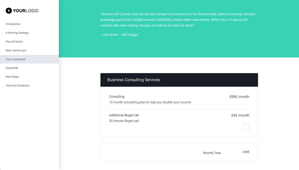 Business Consulting Proposal Template - Pricing