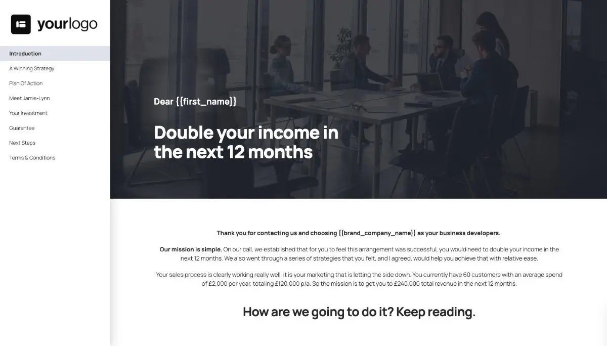Business Development Proposal Template - Pre-written services section