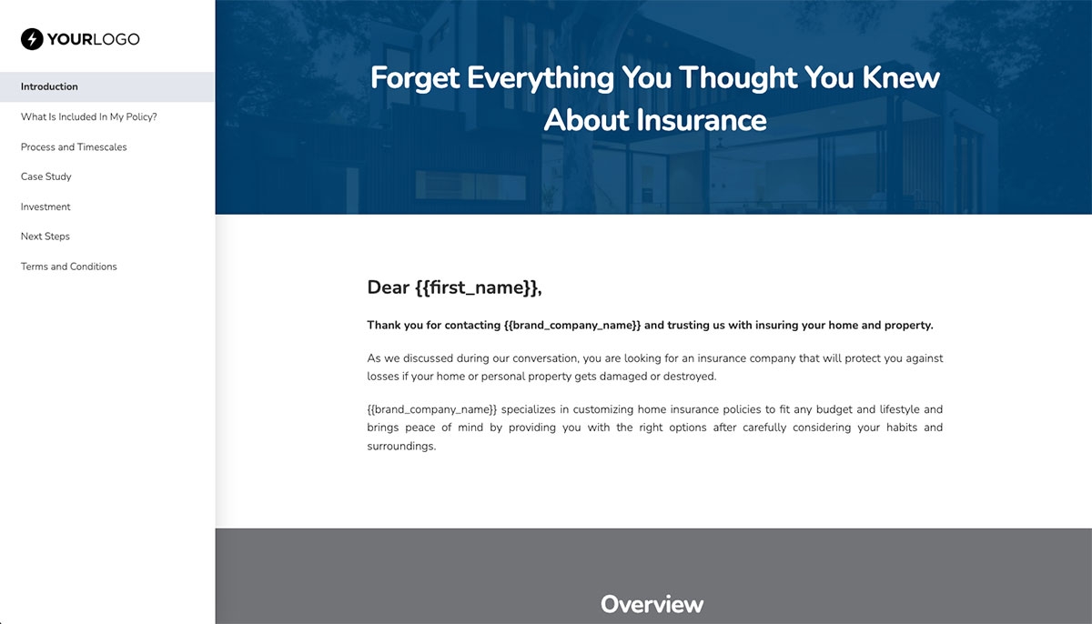 Insurance Proposal Template - Pre-written introduction section