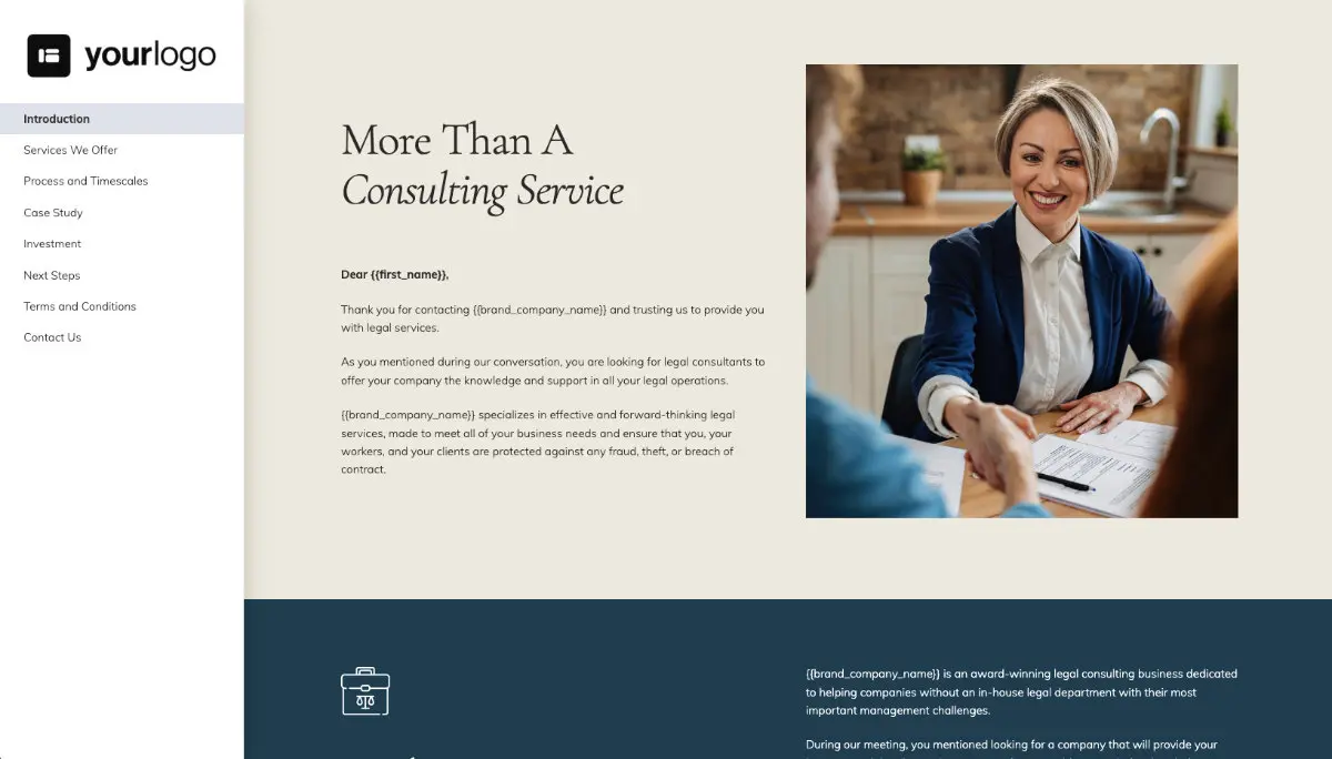 Legal Services Proposal Template - Pre-written introduction section