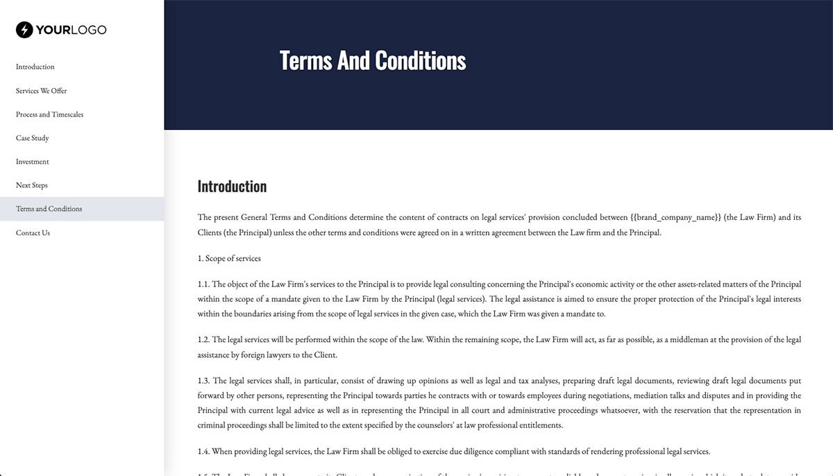 Legal Services Proposal Template - Pre-written contract