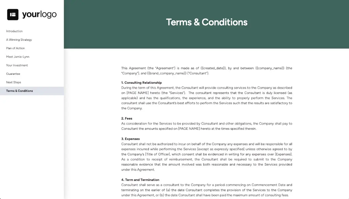 Marketing Consulting Proposal Template - Pre-written contract