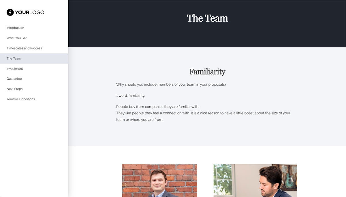 Sales Proposal Template - The team