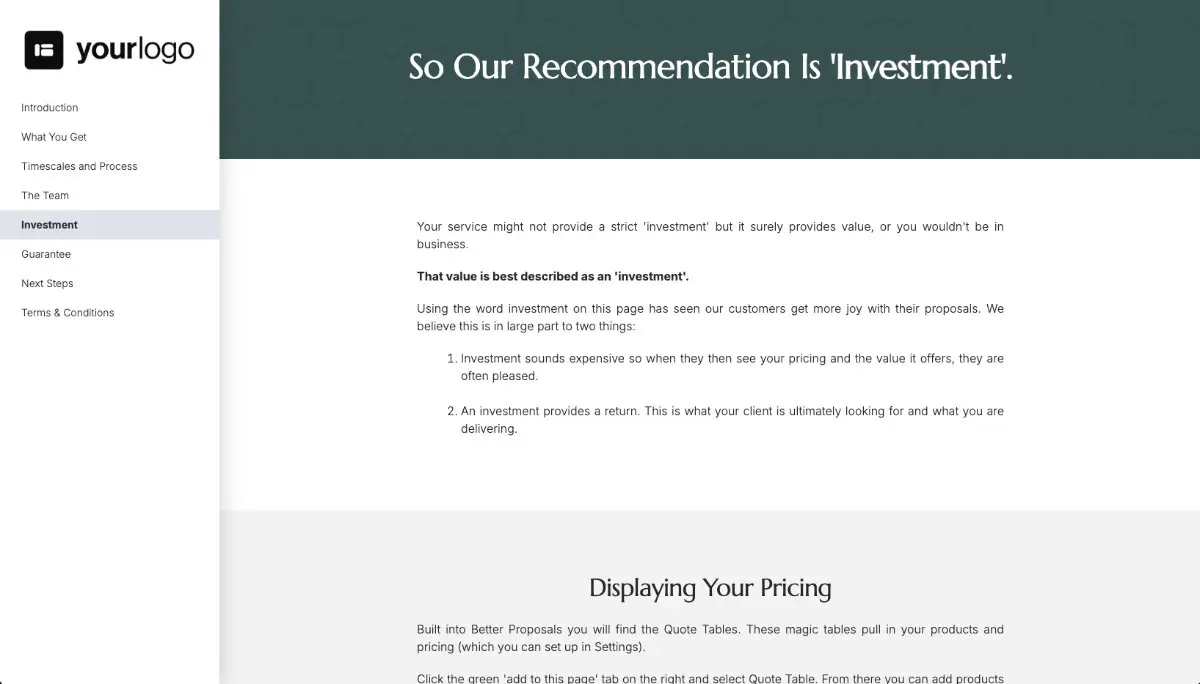 Sales Proposal Template - Pricing