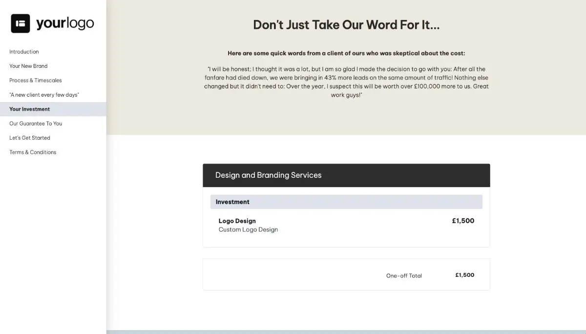 Brand Design Proposal Template - Pricing