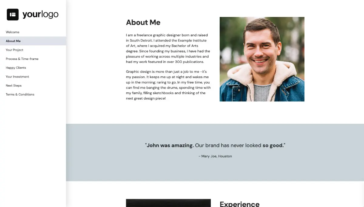 Freelance Design Proposal Template - Pre-written services section