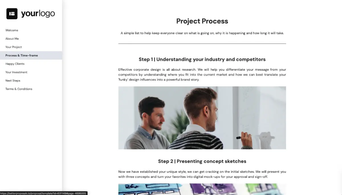 Freelance Design Proposal Template - Process and timescales