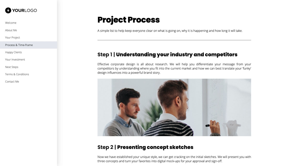 Freelance Design Proposal Template - Process and timescales