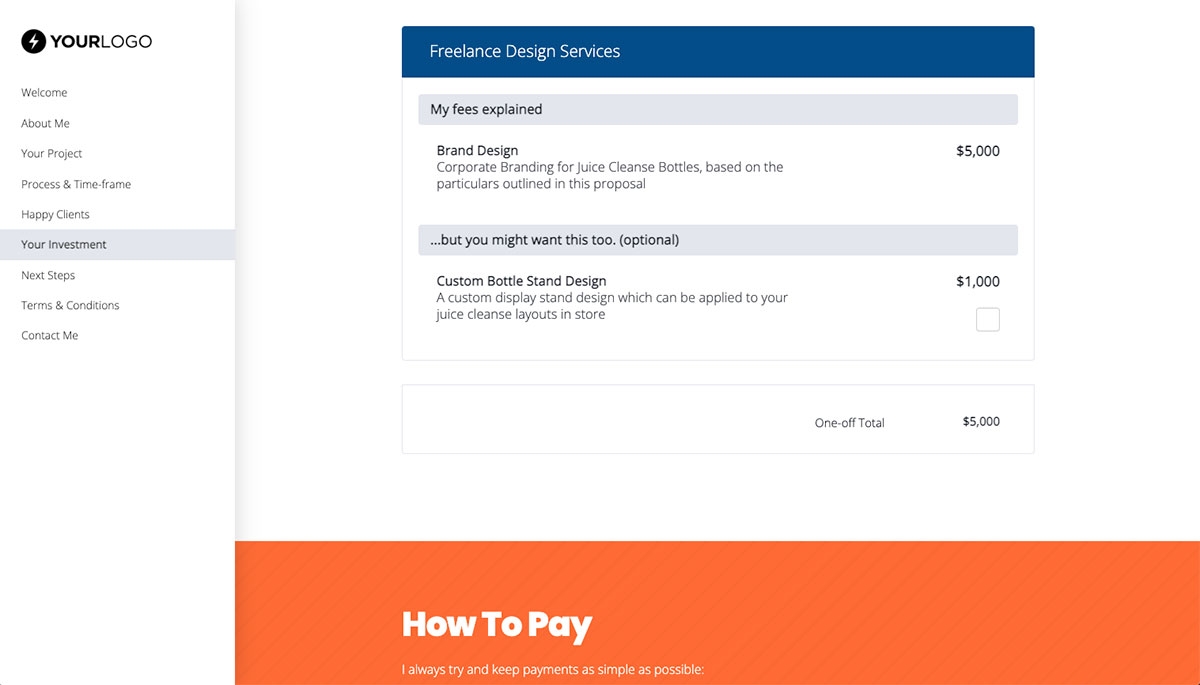 Freelance Design Proposal Template - Pricing