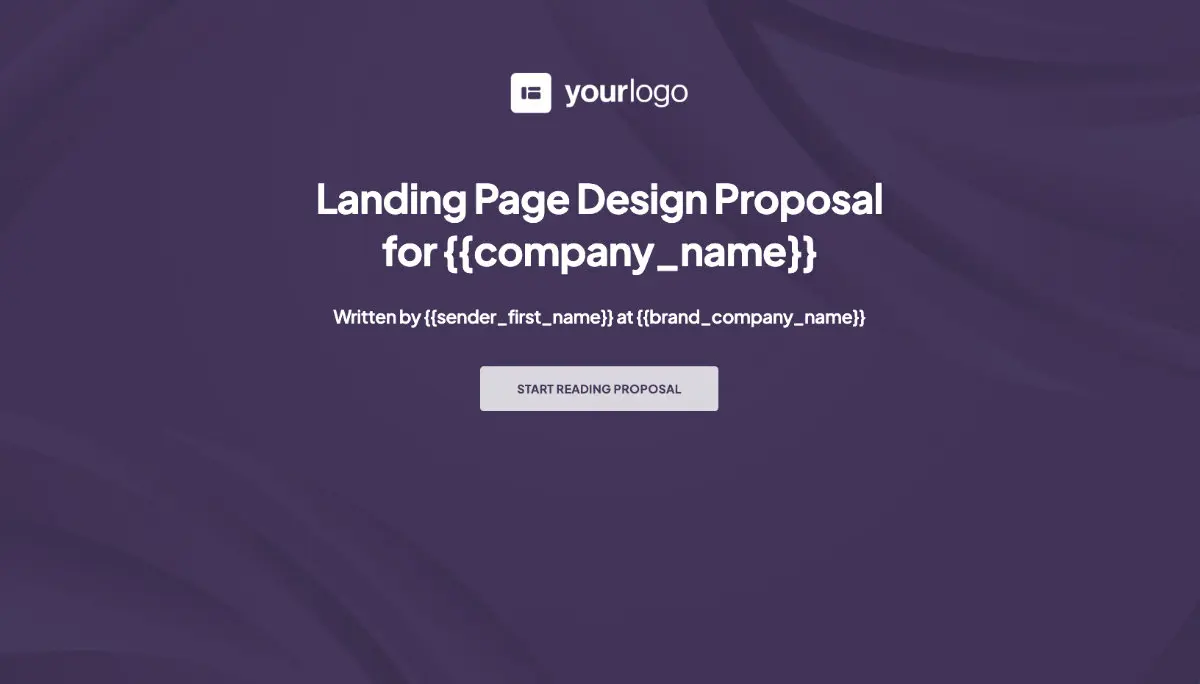 Landing Page Design Proposal Template - Visually stunning cover