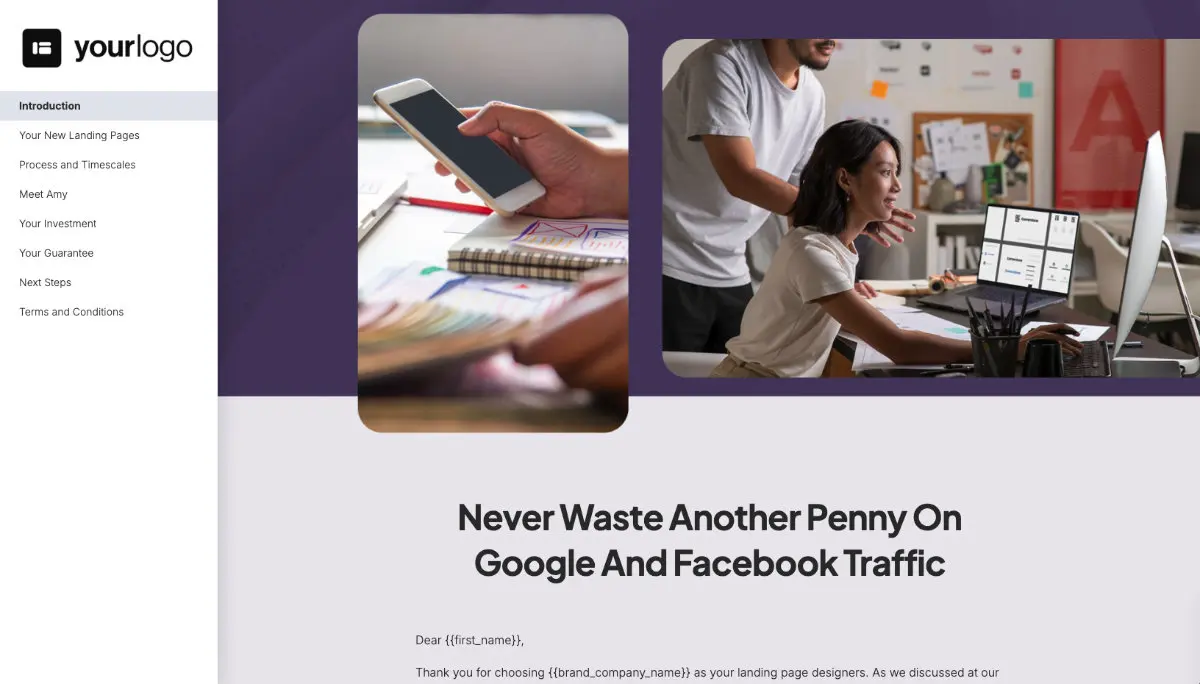 Landing Page Design Proposal Template Slide 2