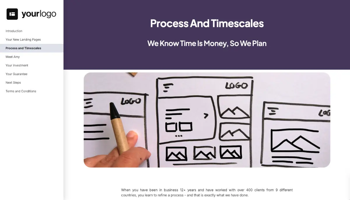 Landing Page Design Proposal Template - Process and timescales