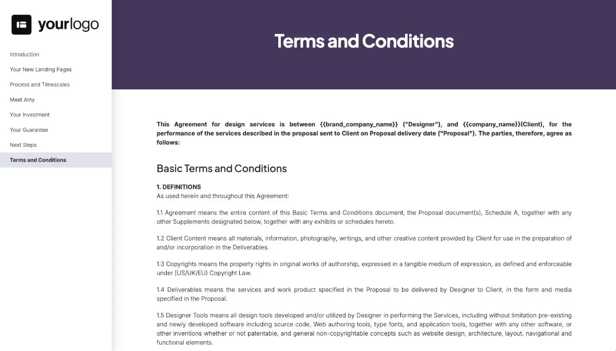 Landing Page Design Proposal Template - Pre-written contract