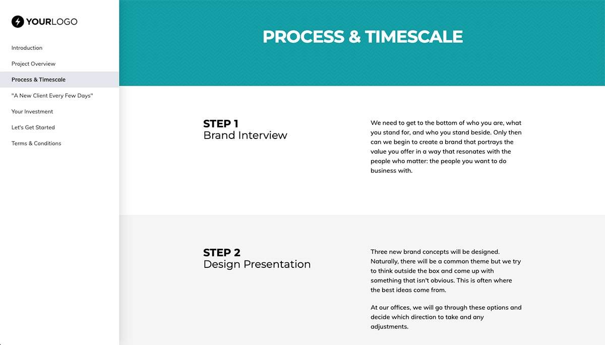 Rebrand Proposal Template - Process and timescales