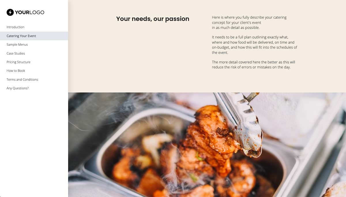 Catering Proposal Template - Process and timescales