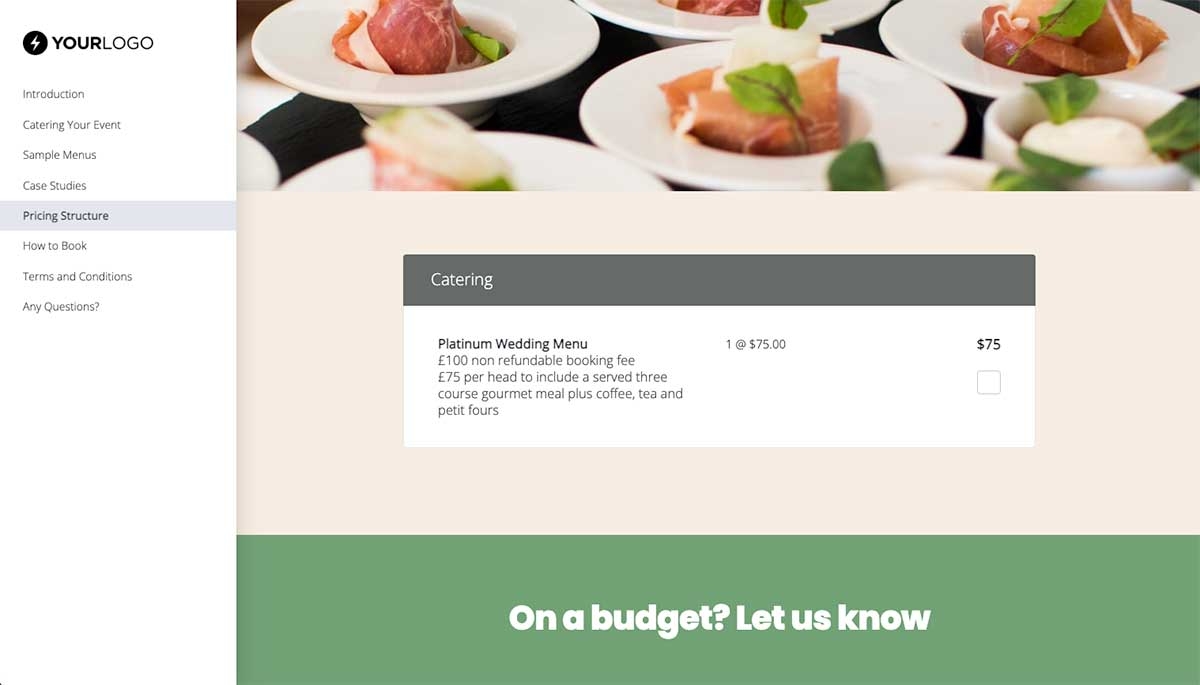 Catering Proposal Template - Pricing