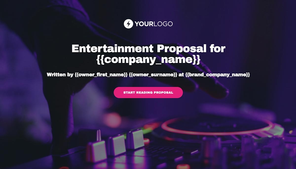 Entertainment Proposal Template - Visually attractive cover