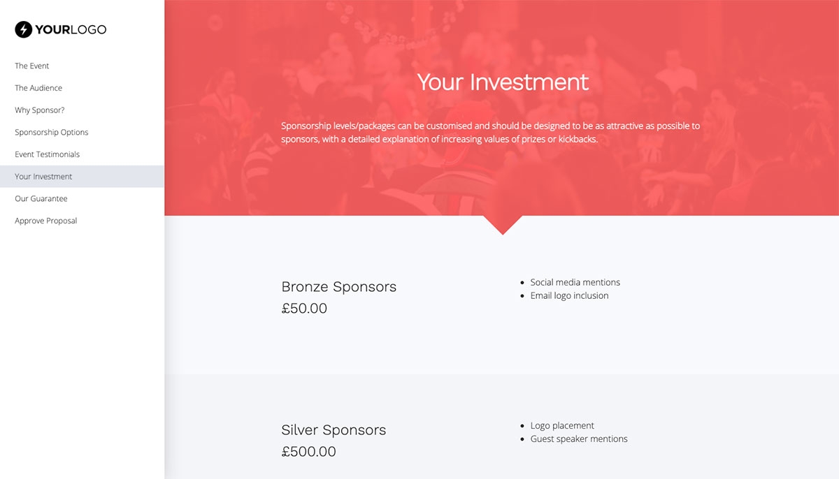 Event Sponsorship Proposal Template - Pricing