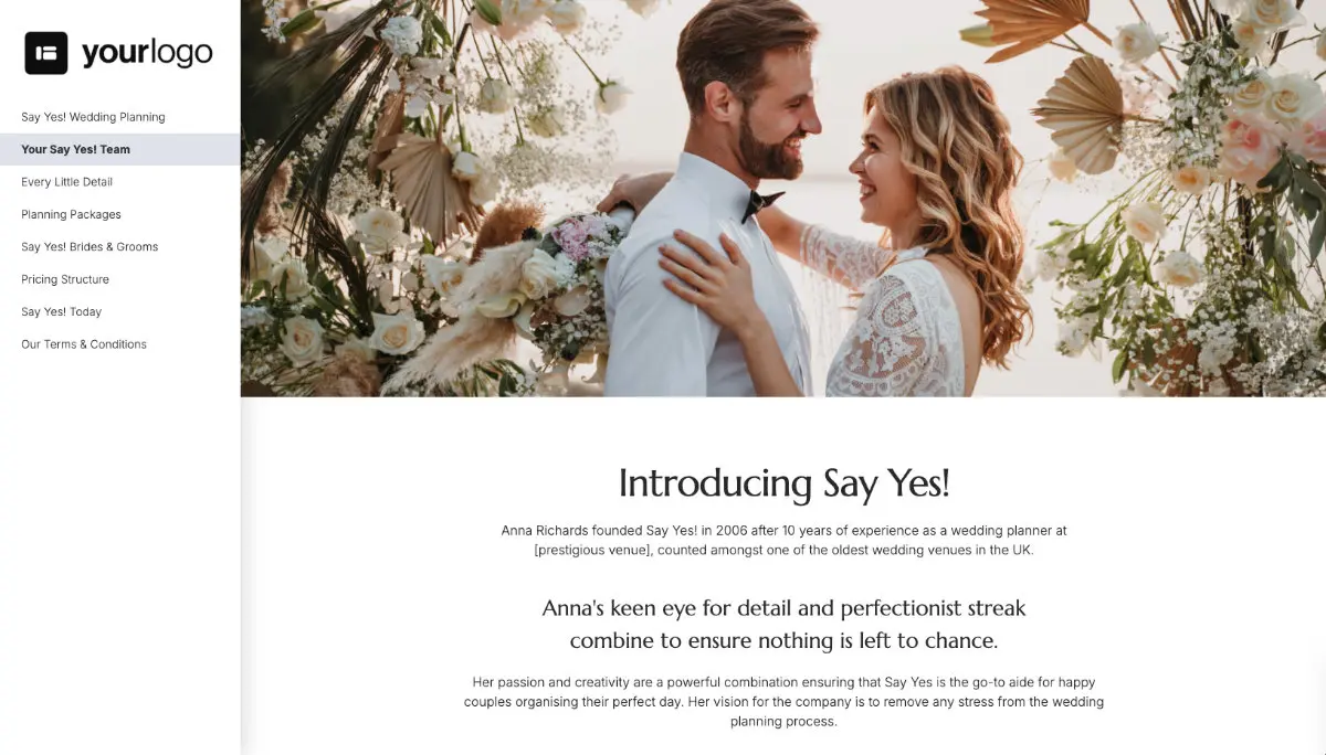Wedding Planner Proposal Template - Pre-written services section