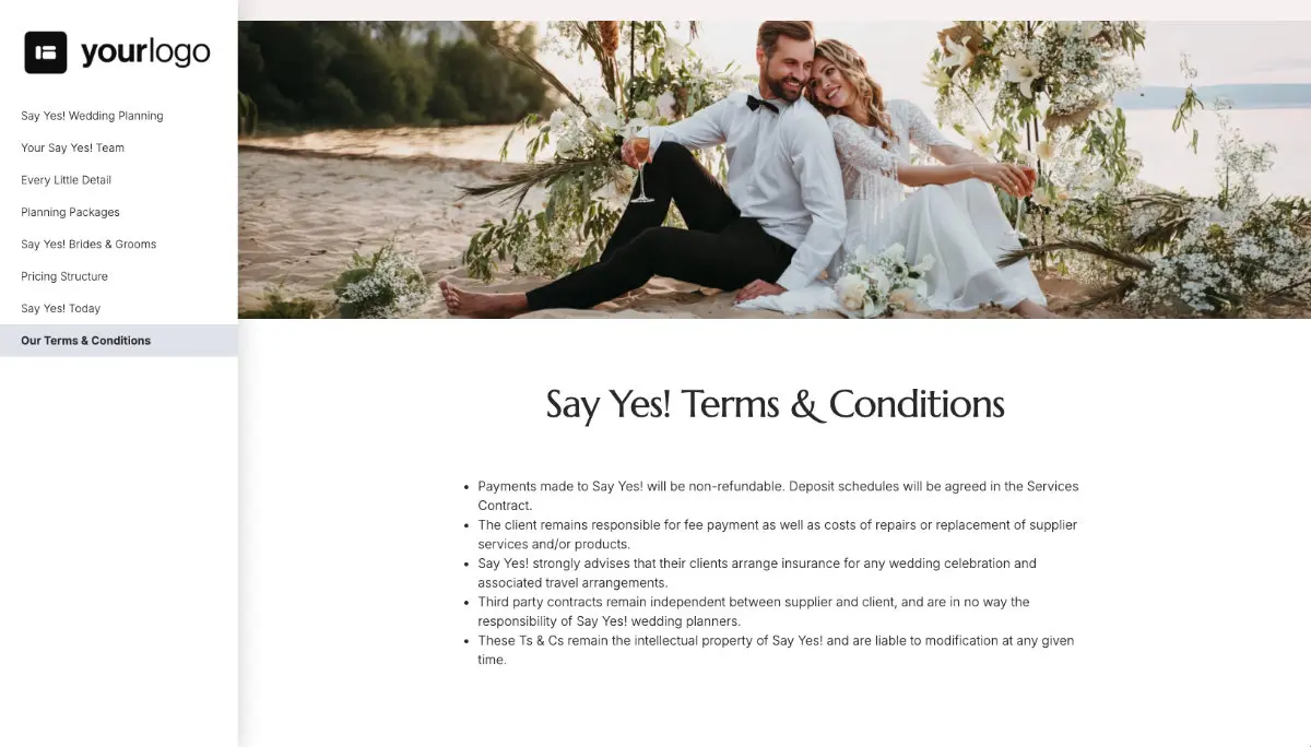 Wedding Planner Proposal Template - Pre-written contract