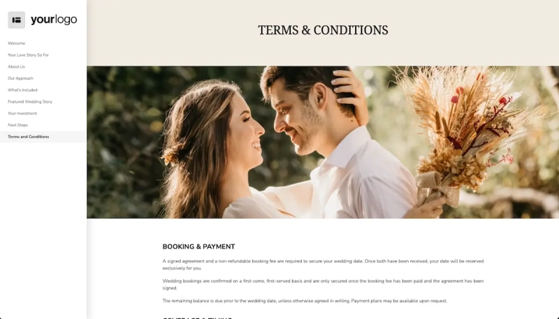 Wedding Photography Proposal Template - Include your booking terms