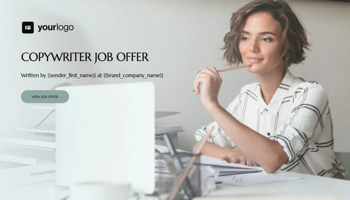 Copywriter Job Offer Template - Stunning Cover