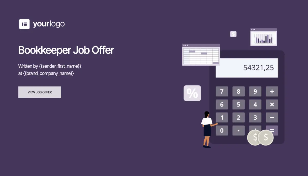 Bookkeeper Job Offer Template - Visually Attractive Cover