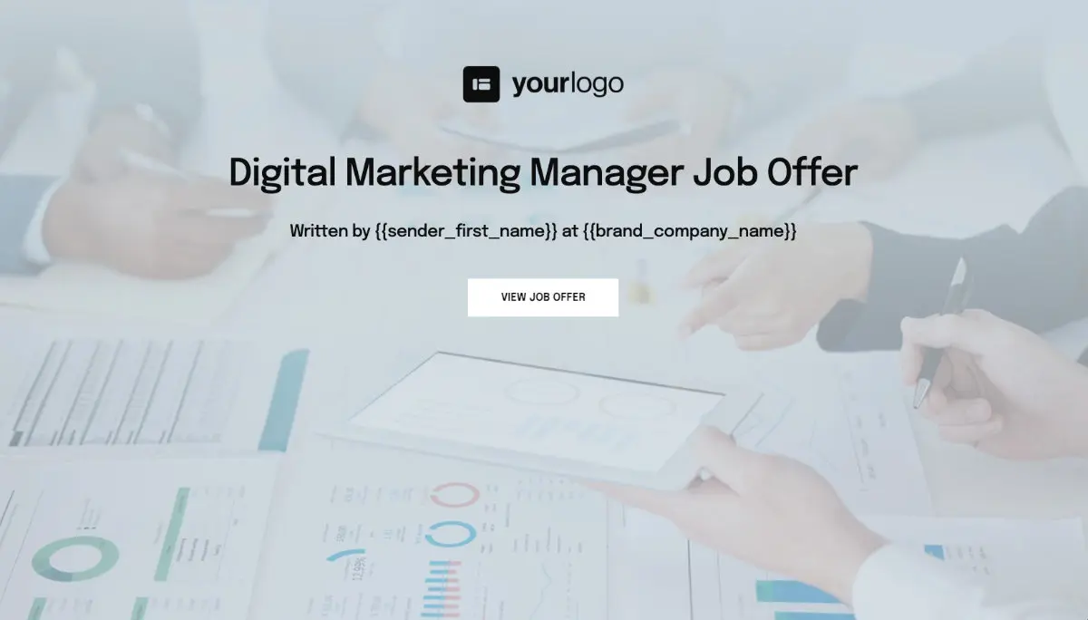 Digital Marketing Manager Job Offer Template - Attractive Cover