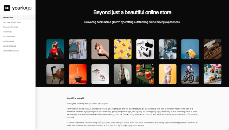 Shopify Ecommerce Development Proposal Template - Start with the client's goals