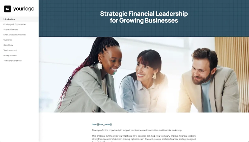 Fractional CFO Proposal Template - A persuasive introduction