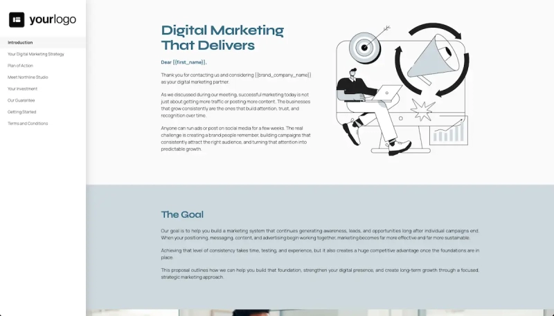 Digital Marketing Proposal Template - A pre-written introduction