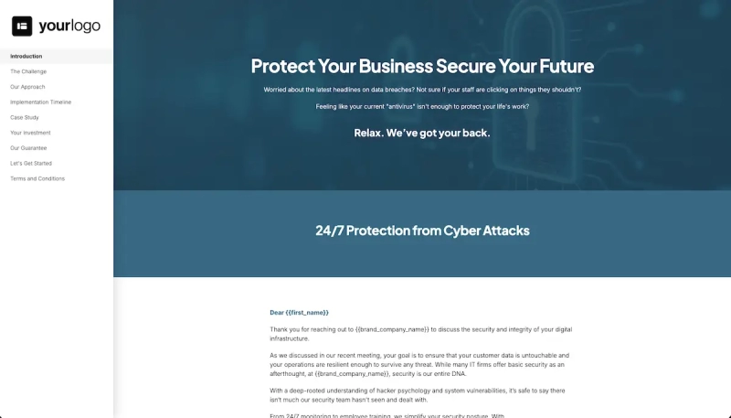 Cybersecurity Proposal Template - An introduction tailored to every client