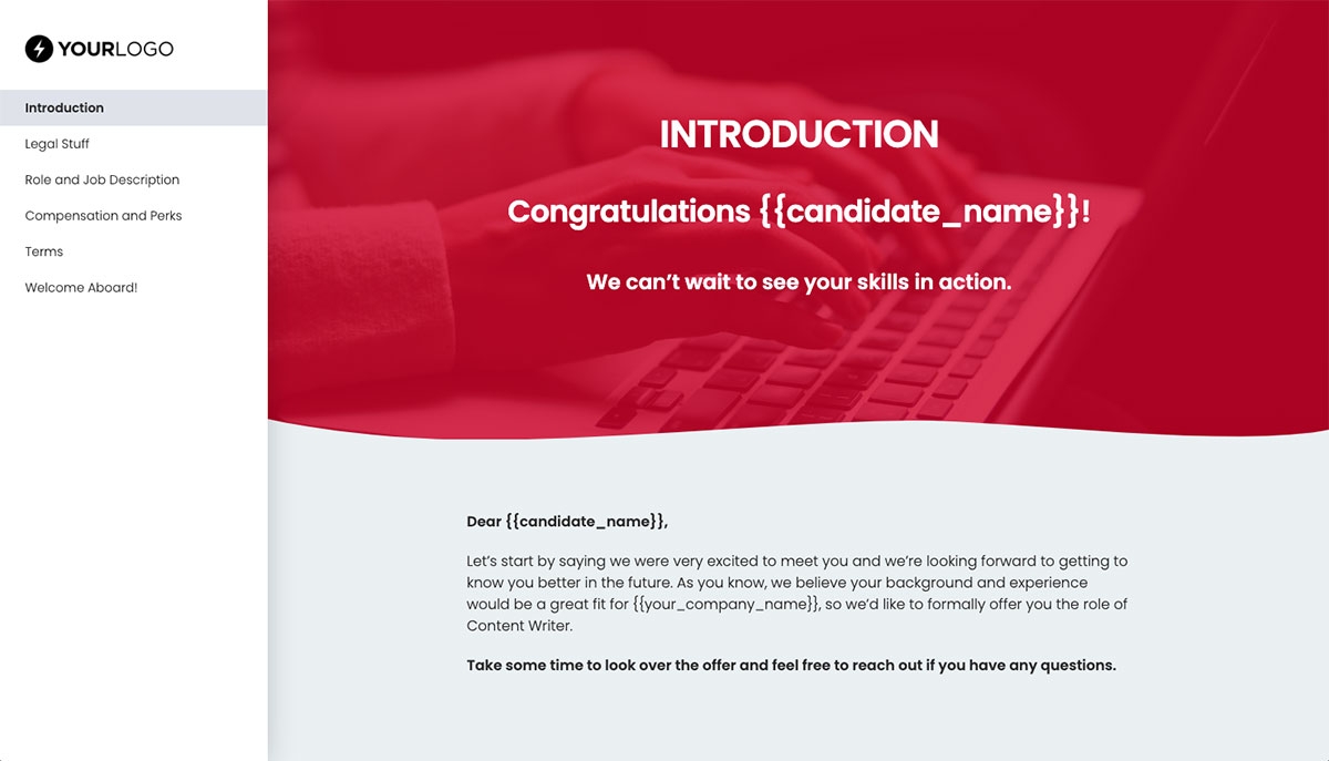 Content Writer Job Offer Template - Pre-Written Introduction