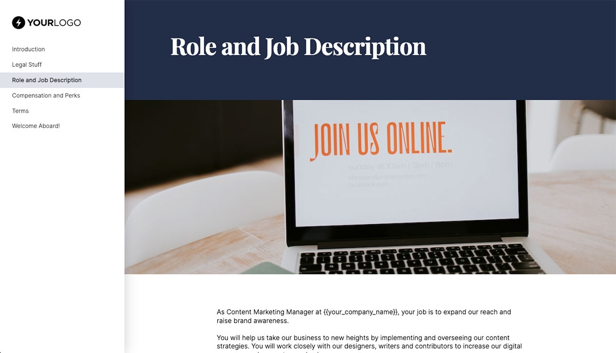 Content Marketing Manager Job Offer Template - Pre-Written Role and Job Description