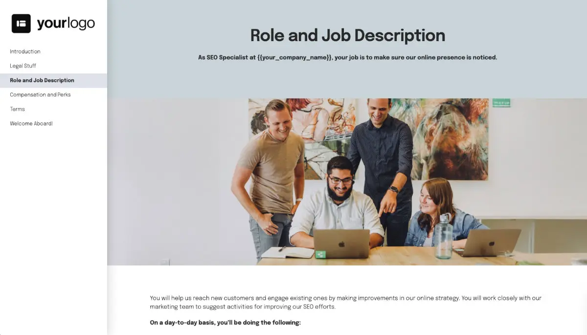 SEO Specialist Job Offer Template - Role and Job Description