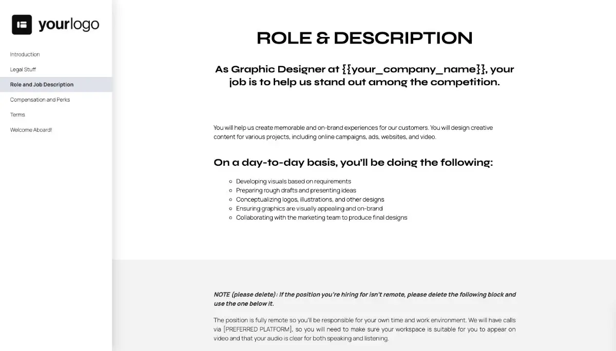 Graphic Designer Job Offer Template - Pre-Written Job Description