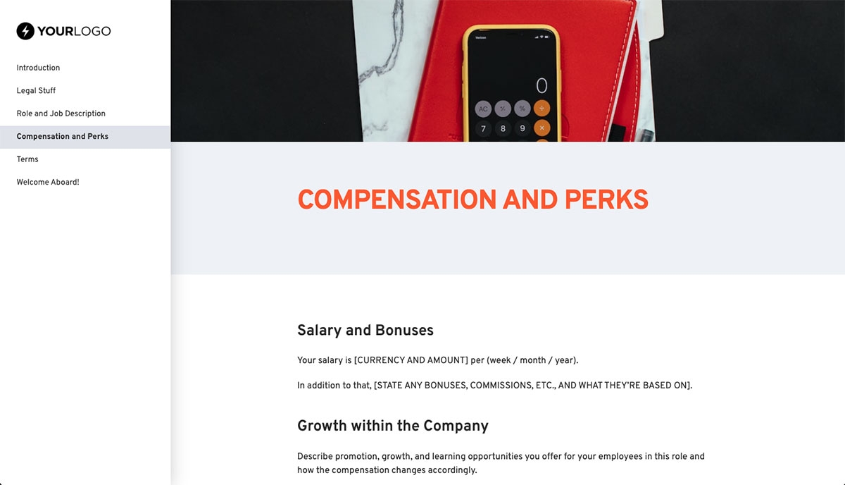 Bookkeeper Job Offer Template - Salary Details