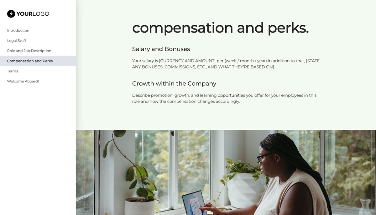 Copywriter Job Offer Template - Compensation and Perks