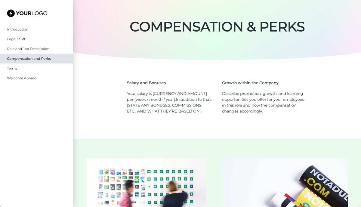 Graphic Designer Job Offer Template - Compensation and Perks