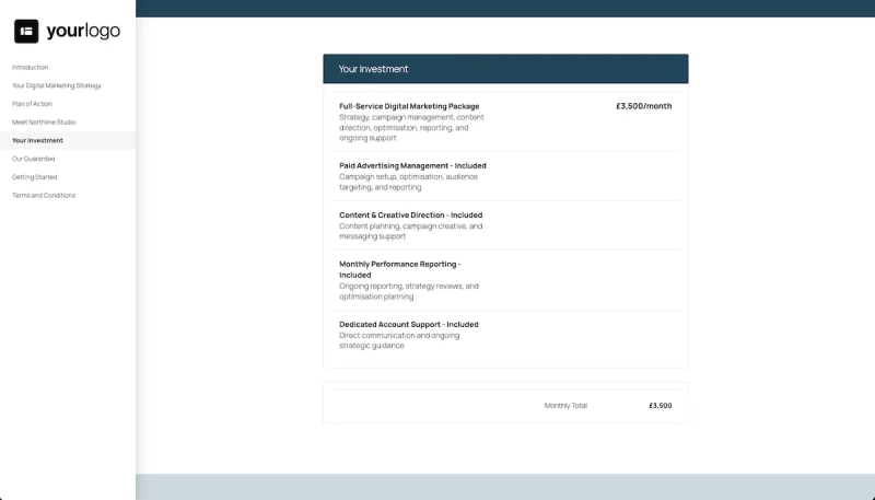 Digital Marketing Proposal Template - Flexible pricing