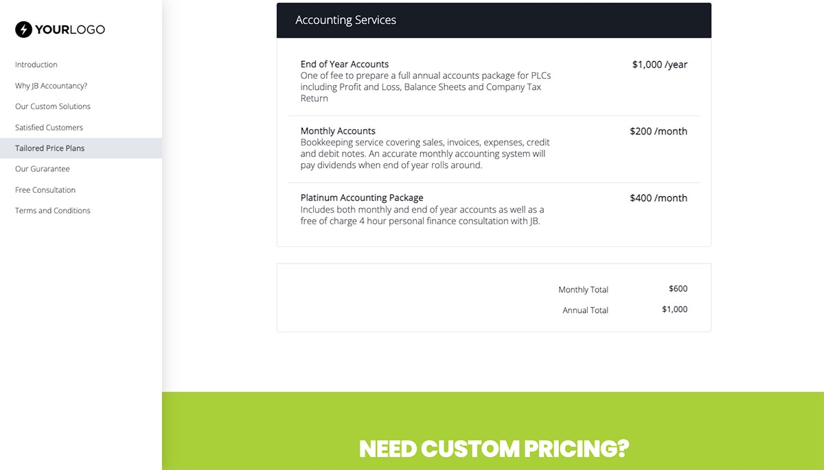 Accounting Proposal Template - Pricing 