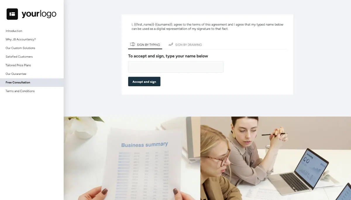 Accounting Proposal Template - Next steps with digital signing