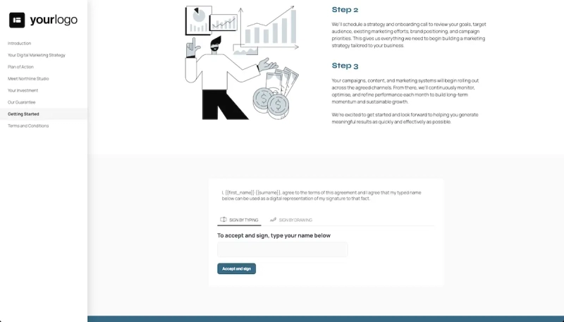 Digital Marketing Proposal Template - Next steps with digital signing