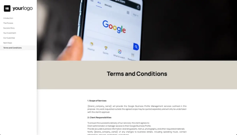 Google Business Profile Management Template - Pre-written terms and conditions