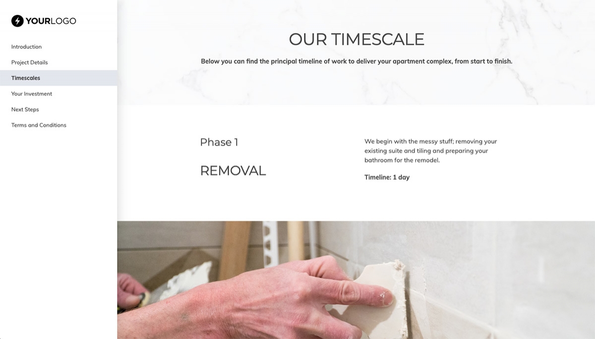 Bathroom Remodel Proposal Template - Process and timescales