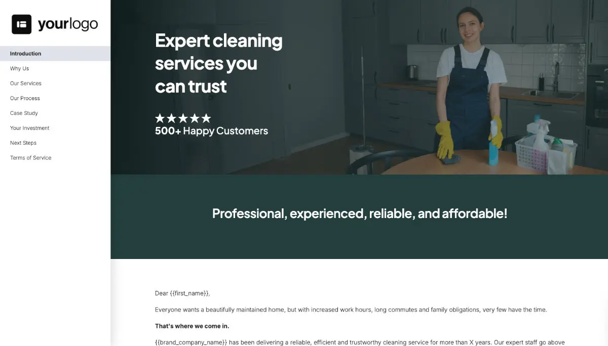 Cleaning Service Proposal Template Slide 2