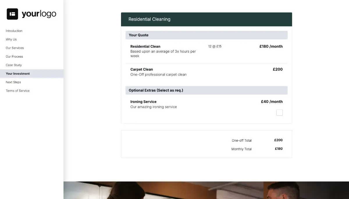 Cleaning Service Proposal Template - Pricing