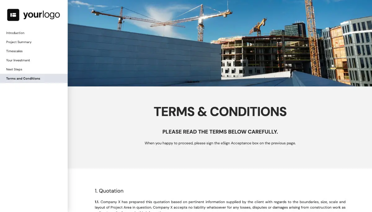Construction Work Proposal Template - Pre-written contract