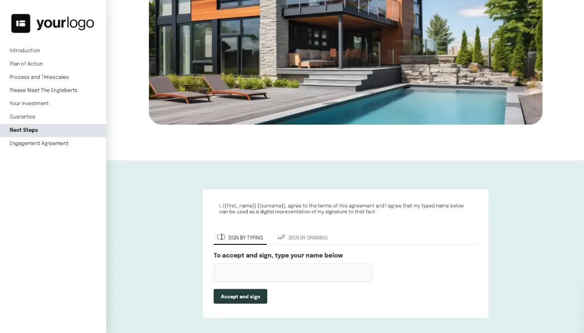 Estate Agent Proposal Template - Next steps with digital signing